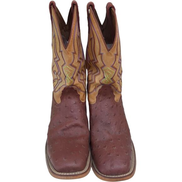 Nocona Mens Full Quill Ostrich Leather Western Cowboy Boots Cognac 11 D main image 14